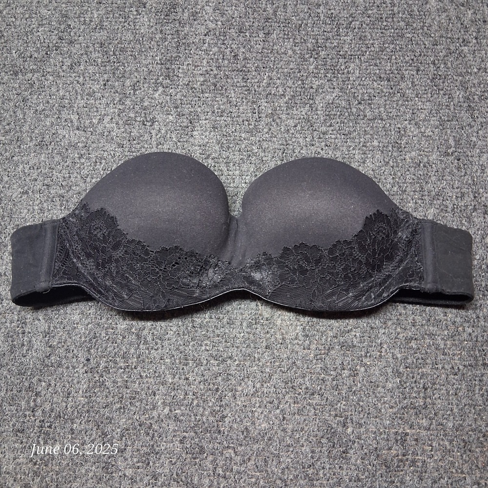 Dobreva Strapless Bra Women Size 32 A Black Underwired Lightly Lined